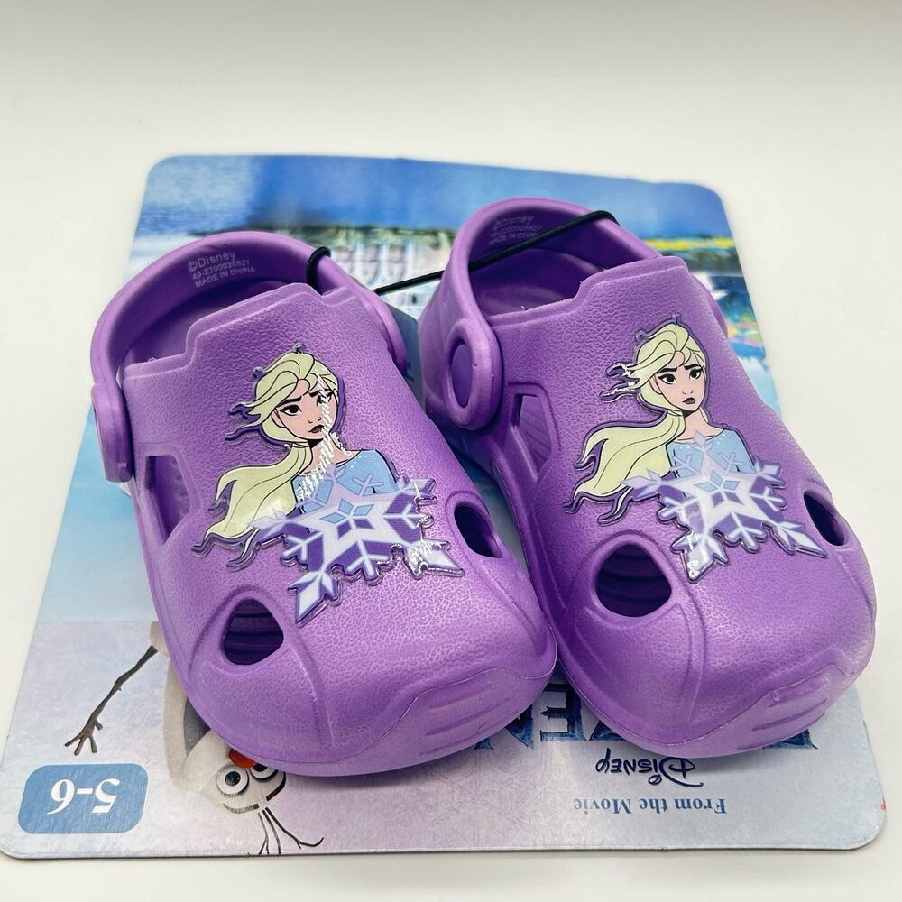 Disney Shoes Toddlers Girls 5-6 Purple Frozen Elsa Character Slip On Clogs NEW‎